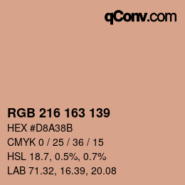 Color code: RGB 216 163 139 | qconv.com