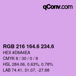 カラーコード: RGB 216 164.6 234.6 | qconv.com