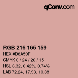 カラーコード: RGB 216 165 159 | qconv.com