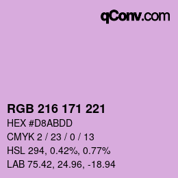 Color code: RGB 216 171 221 | qconv.com