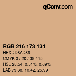 Farbcode: RGB 216 173 134 | qconv.com