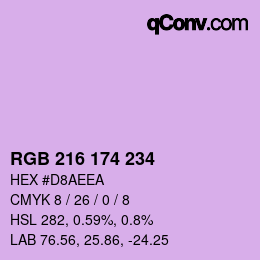 Código de color: RGB 216 174 234 | qconv.com