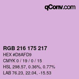 颜色代码: RGB 216 175 217 | qconv.com