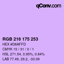 颜色代码: RGB 216 175 253 | qconv.com