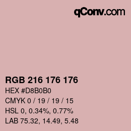 颜色代码: RGB 216 176 176 | qconv.com