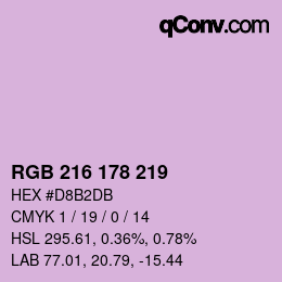 カラーコード: RGB 216 178 219 | qconv.com
