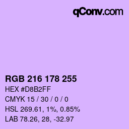 Color code: RGB 216 178 255 | qconv.com