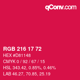 Color code: RGB 216 17 72 | qconv.com