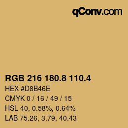 カラーコード: RGB 216 180.8 110.4 | qconv.com