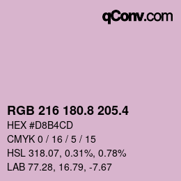 カラーコード: RGB 216 180.8 205.4 | qconv.com