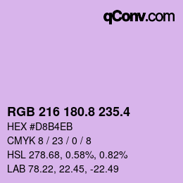 カラーコード: RGB 216 180.8 235.4 | qconv.com