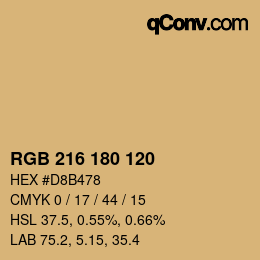 颜色代码: RGB 216 180 120 | qconv.com