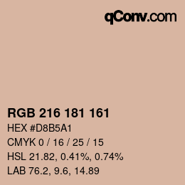 カラーコード: RGB 216 181 161 | qconv.com