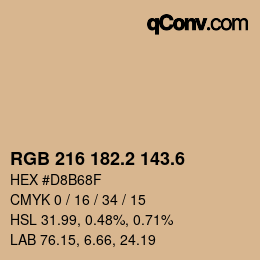 カラーコード: RGB 216 182.2 143.6 | qconv.com