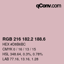 カラーコード: RGB 216 182.2 188.6 | qconv.com