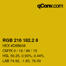 カラーコード: RGB 216 182.2 8 | qconv.com