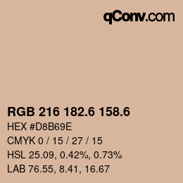 カラーコード: RGB 216 182.6 158.6 | qconv.com