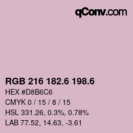 カラーコード: RGB 216 182.6 198.6 | qconv.com
