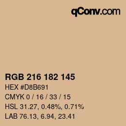 Color code: RGB 216 182 145 | qconv.com