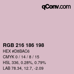 Color code: RGB 216 186 198 | qconv.com