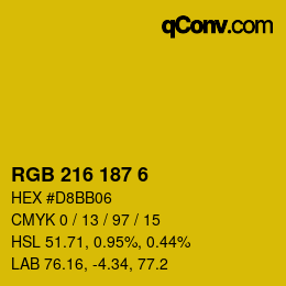 Color code: RGB 216 187 6 | qconv.com