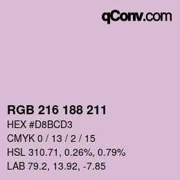 Color code: RGB 216 188 211 | qconv.com