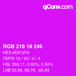 Color code: RGB 216 18 246 | qconv.com
