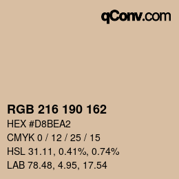 Color code: RGB 216 190 162 | qconv.com