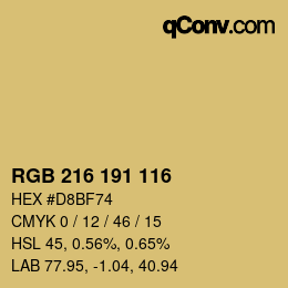 Color code: RGB 216 191 116 | qconv.com