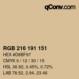 Código de color: RGB 216 191 151 | qconv.com