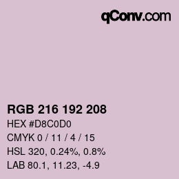 Color code: RGB 216 192 208 | qconv.com