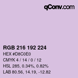 カラーコード: RGB 216 192 224 | qconv.com