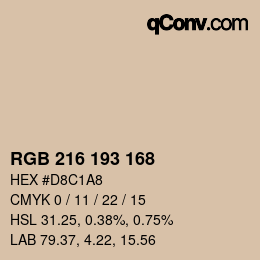 Código de color: RGB 216 193 168 | qconv.com