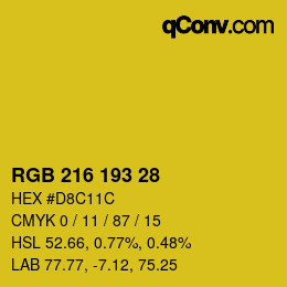 Color code: RGB 216 193 28 | qconv.com