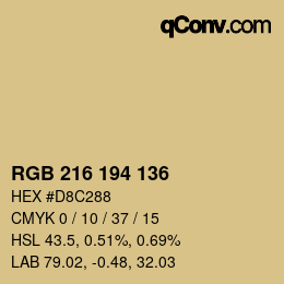 颜色代码: RGB 216 194 136 | qconv.com