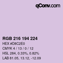 Farbcode: RGB 216 194 224 | qconv.com