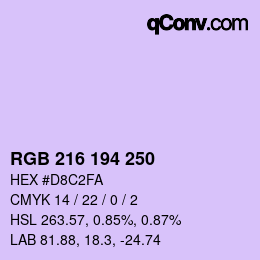 颜色代码: RGB 216 194 250 | qconv.com