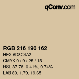 Color code: RGB 216 196 162 | qconv.com