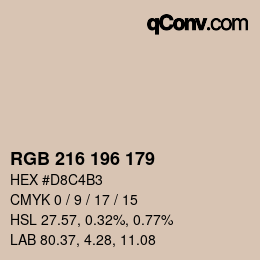 Color code: RGB 216 196 179 | qconv.com