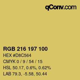 颜色代码: RGB 216 197 100 | qconv.com
