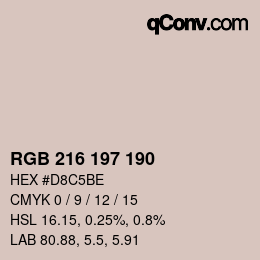 Color code: RGB 216 197 190 | qconv.com