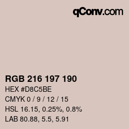 颜色代码: RGB 216 197 190 | qconv.com