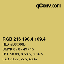 カラーコード: RGB 216 198.4 109.4 | qconv.com
