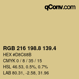 カラーコード: RGB 216 198.8 139.4 | qconv.com