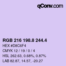 カラーコード: RGB 216 198.8 244.4 | qconv.com