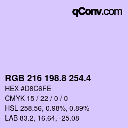 カラーコード: RGB 216 198.8 254.4 | qconv.com