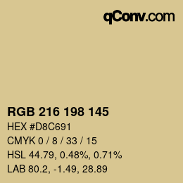 Color code: RGB 216 198 145 | qconv.com