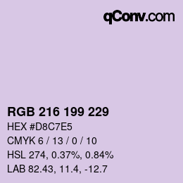 Color code: RGB 216 199 229 | qconv.com
