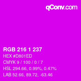 Color code: RGB 216 1 237 | qconv.com