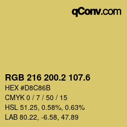 カラーコード: RGB 216 200.2 107.6 | qconv.com